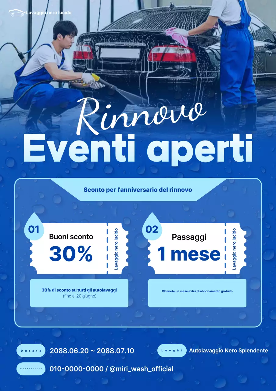Evento di apertura dell'autolavaggio Blue Modern