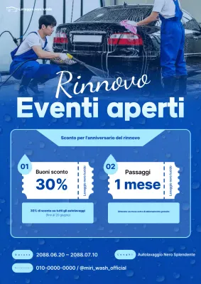 Evento di apertura dell'autolavaggio Blue Modern