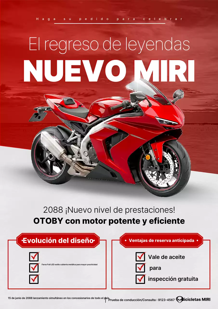 Promoción de motocicletas modernas rojas