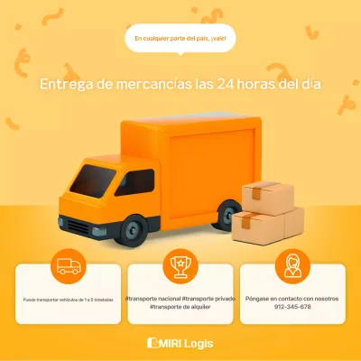 Anuncio de transporte de carga simple de color naranja