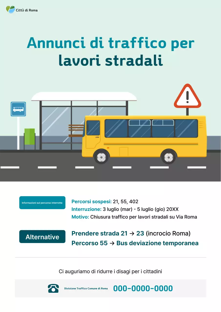 Avviso informativo sul traffico di Mint Simple