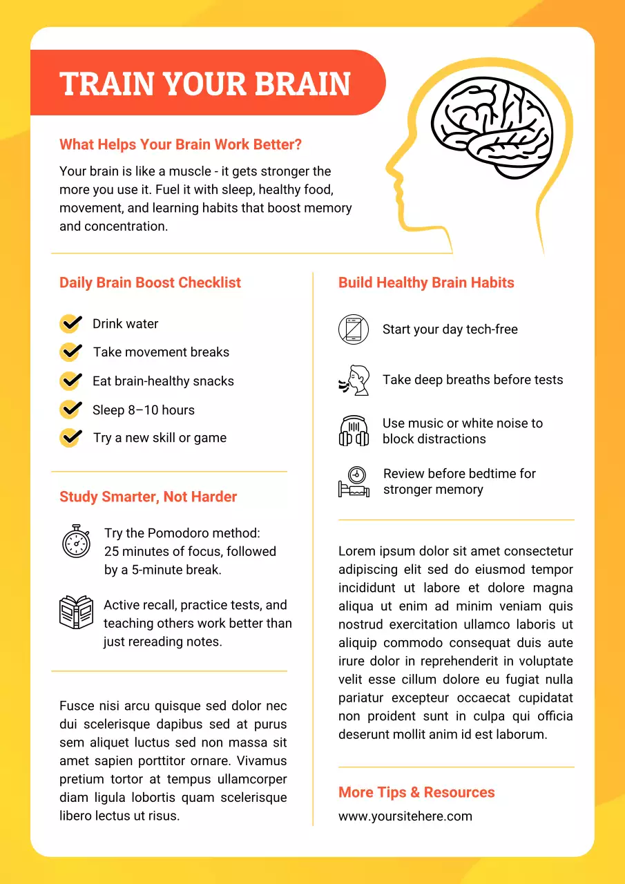 Yellow Modern Brain Guide Poster