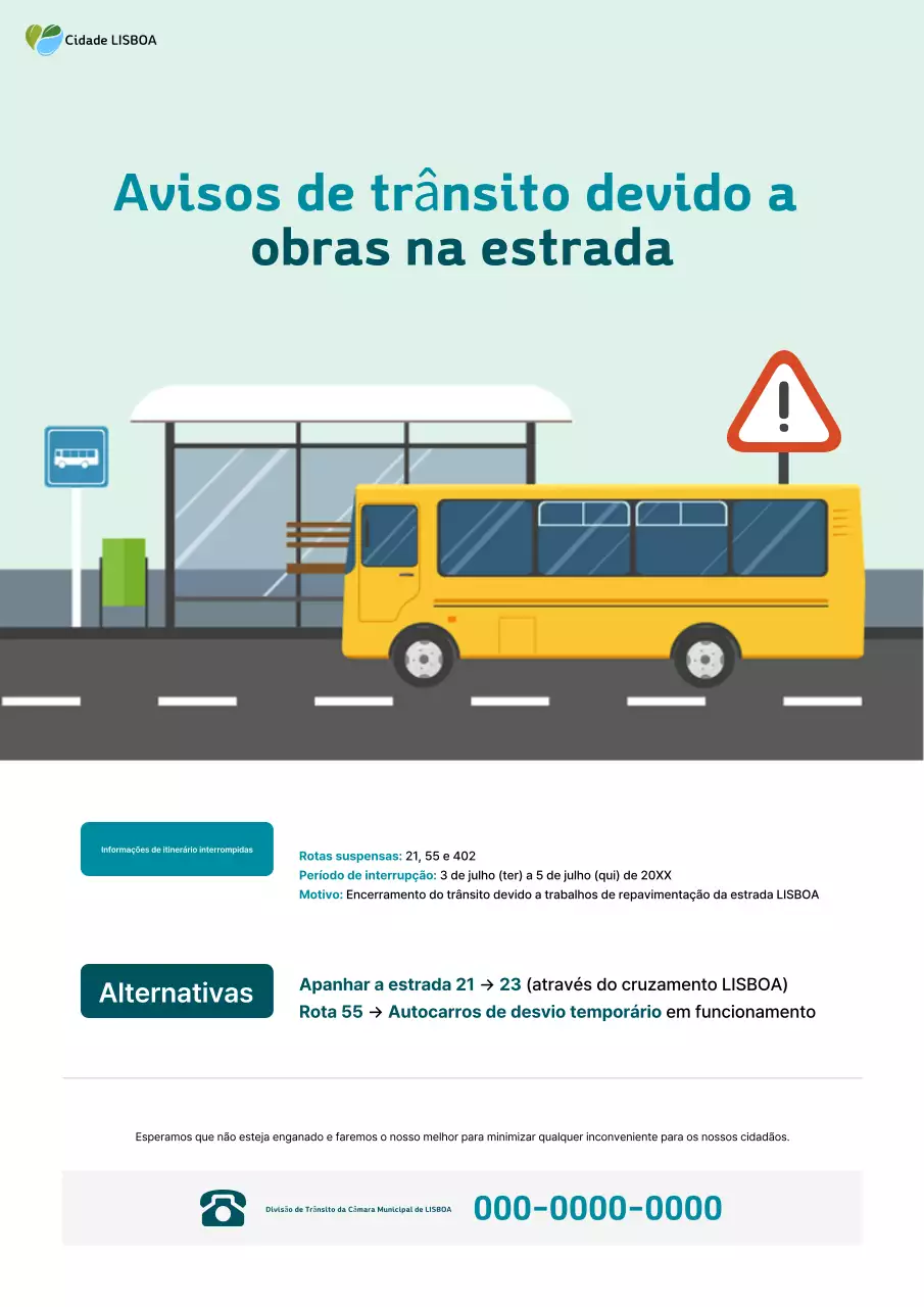 Aviso de informações de trânsito simples da Mint