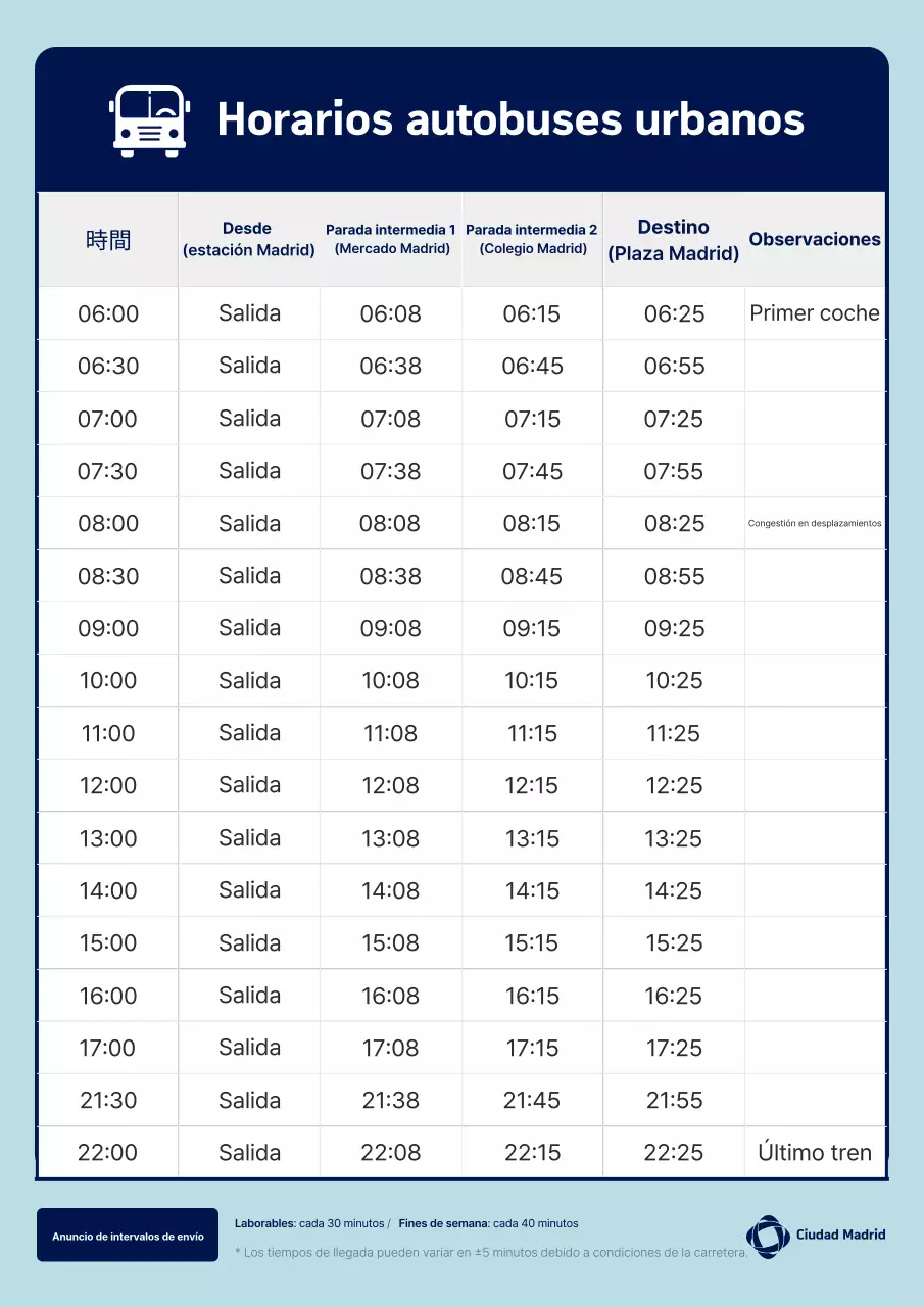 Guía de transporte público limpio Sky Blue