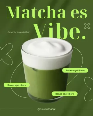 Publicación de Instagram para promocionar el estado de ánimo con Matcha moderno y ecológico