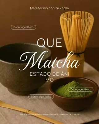 Publicación de Instagram sobre la promoción del matcha tradicional marrón