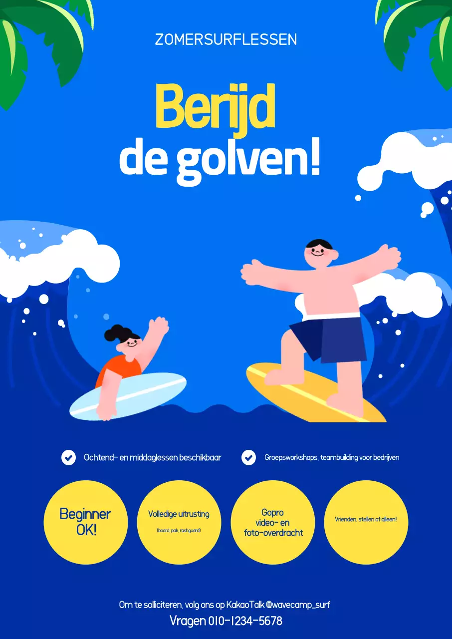 Promotie van Blue Pop Surflessen