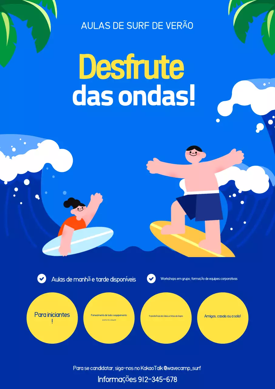 Promoção de aula de surf Blue Pop