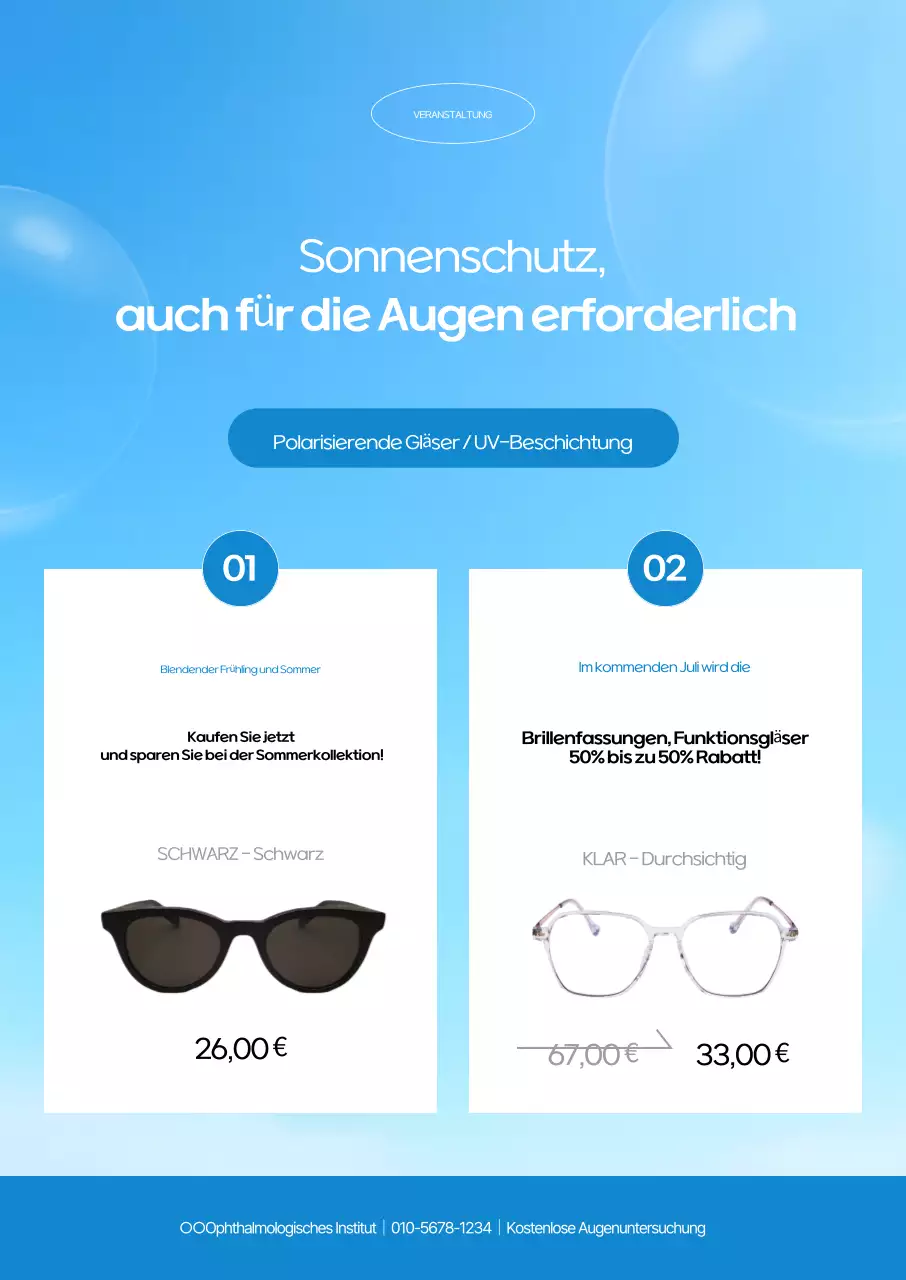 Blaue moderne Brille Werbung