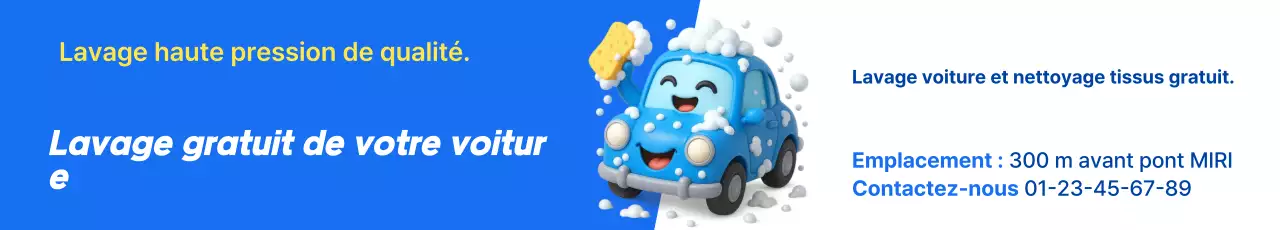 Publicité pour le lave-auto Blue Baby