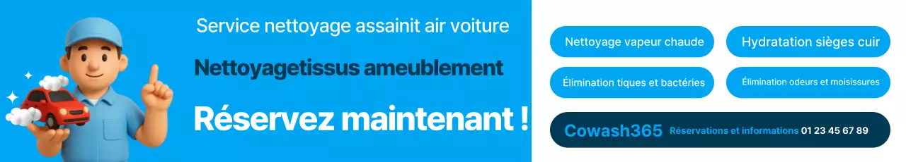 Réservation de nettoyage intérieur de voiture moderne bleue