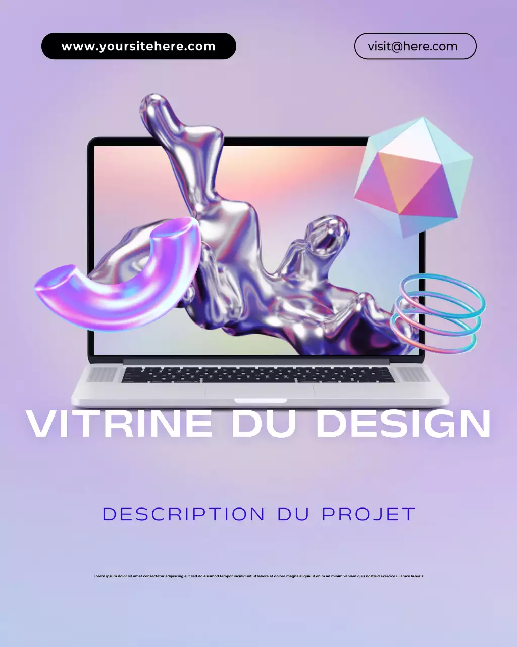 Portfolio créatif mettant en avant une publication Instagram holographique 3D