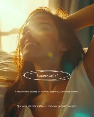 Salutations matinales esthétiques dorées sur les réseaux sociaux
