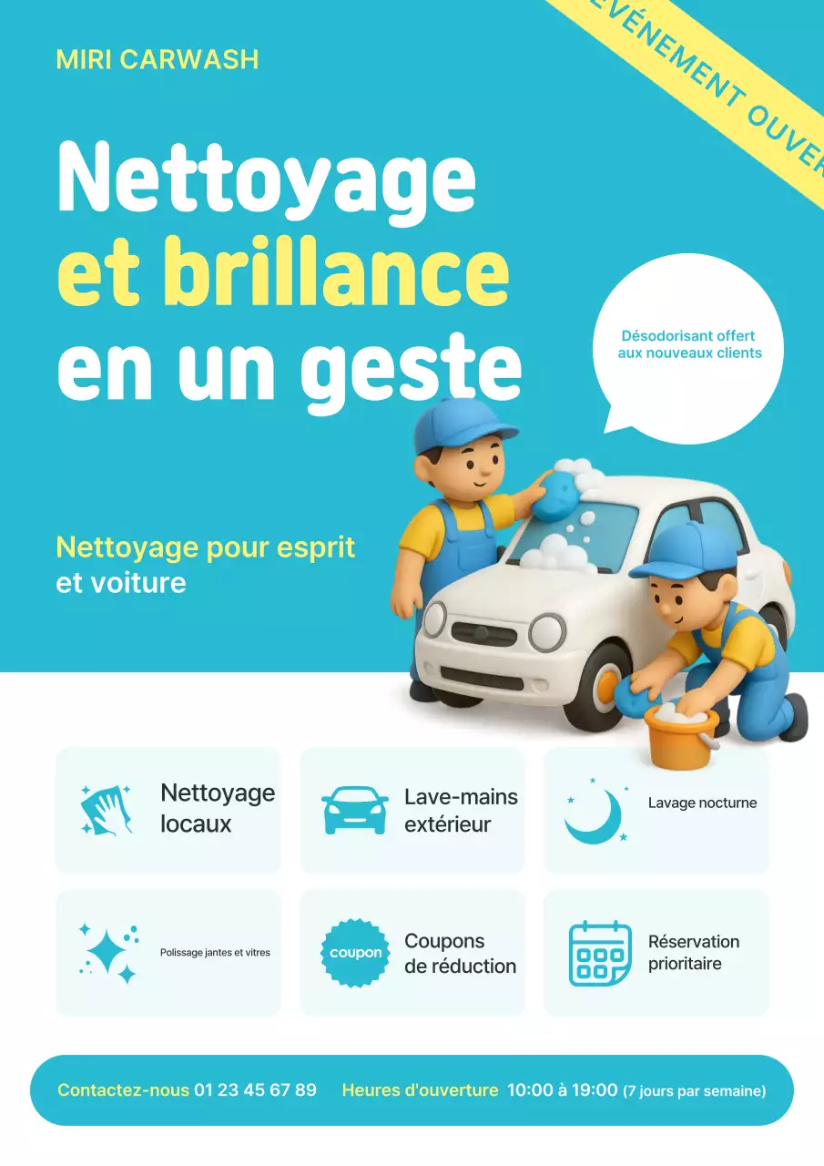 Promotion de l'événement de lavage de voiture moderne Sky Blue