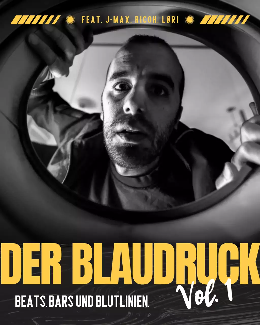 Instagram-Post zum Cover eines schwarz-gelben Grunge-Musikalbums