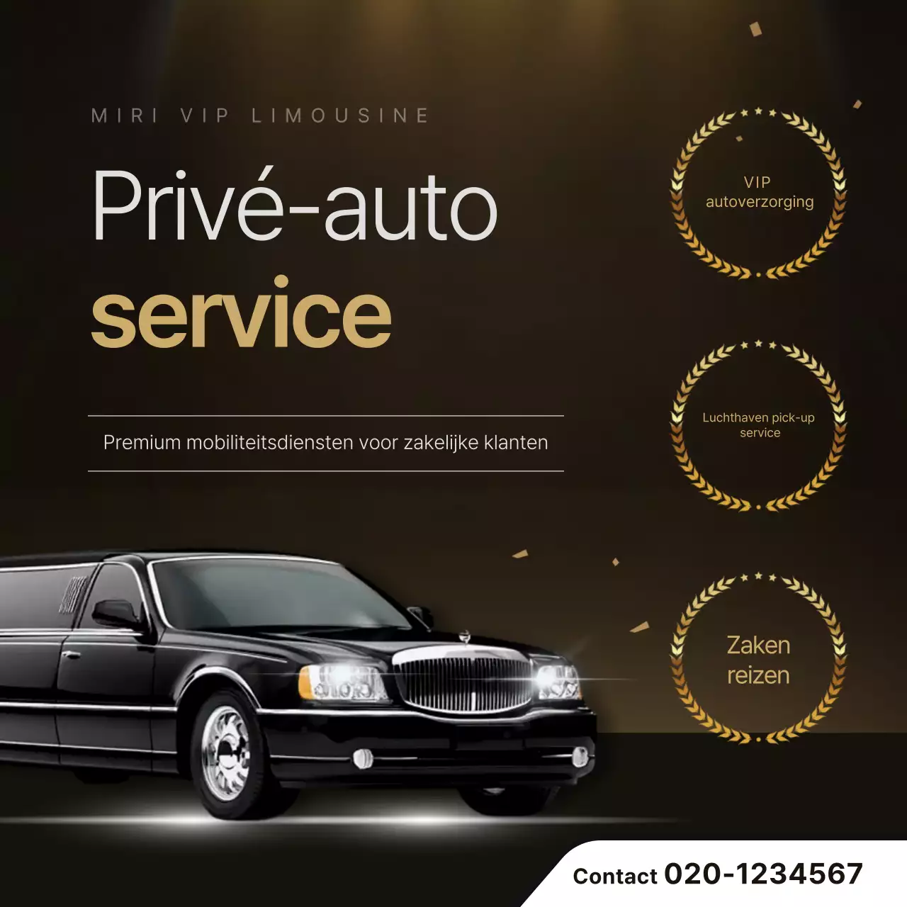 Advertentie voor zwarte luxe staatsauto