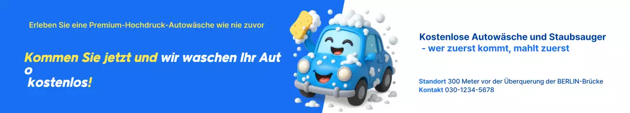 Werbung für die Autowaschanlage „Blue Baby“