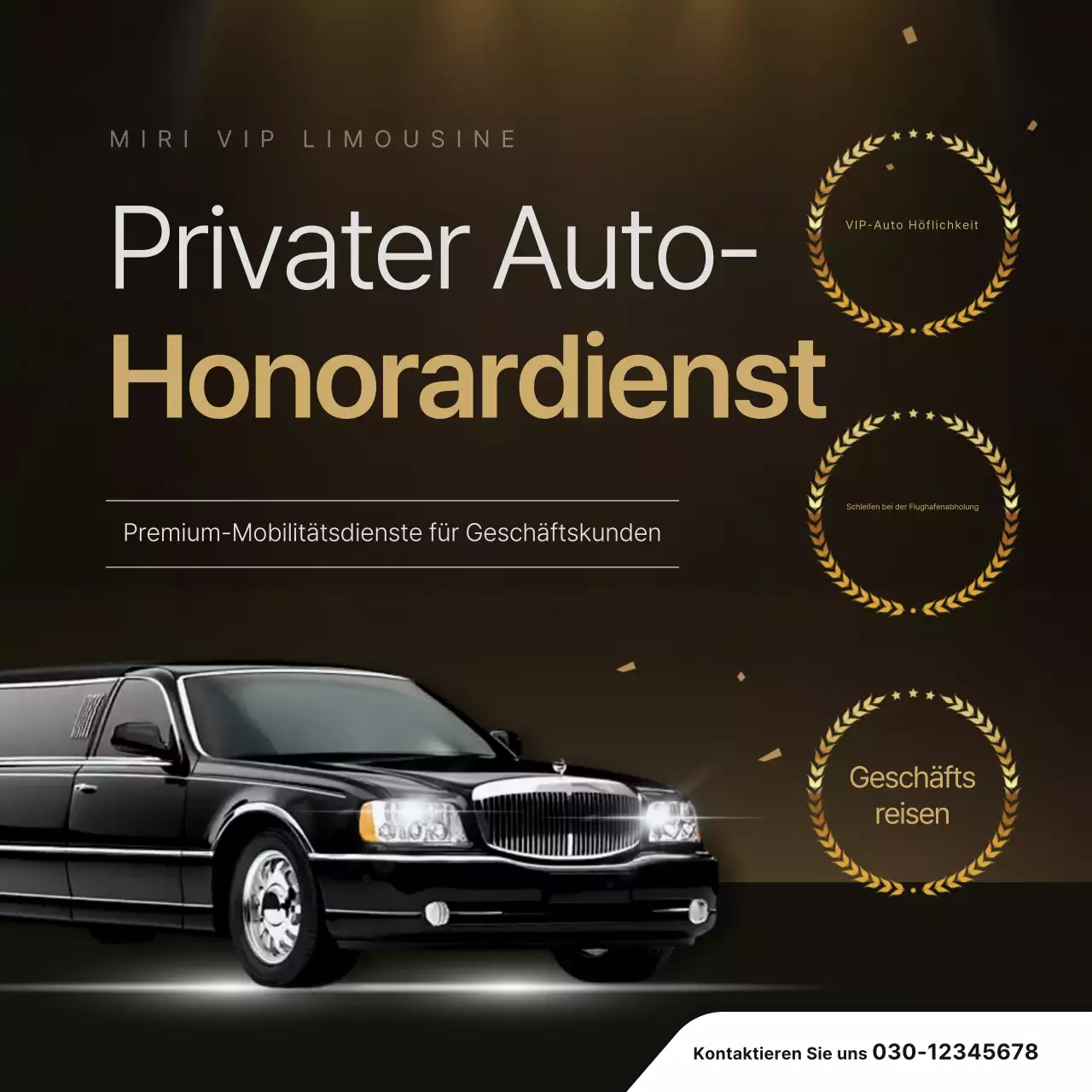 Werbung für ein schwarzes Luxus-Staatsauto