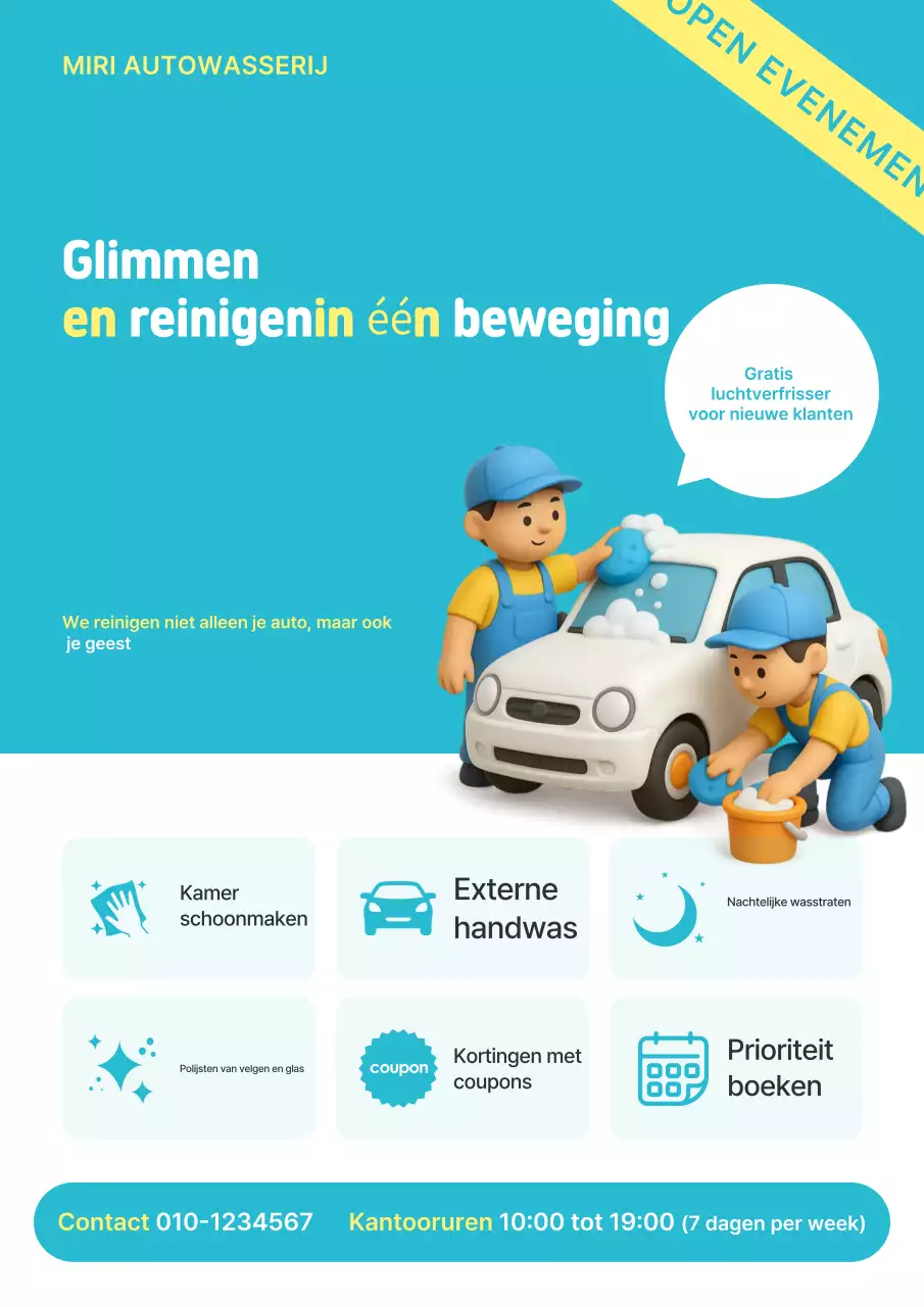 Sky Blue Modern Car Wash Evenement Promotie