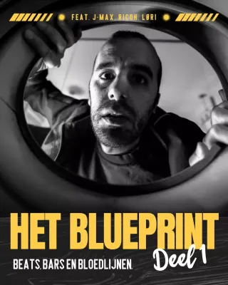 Instagram-bericht over een zwart-gele grunge-albumhoes