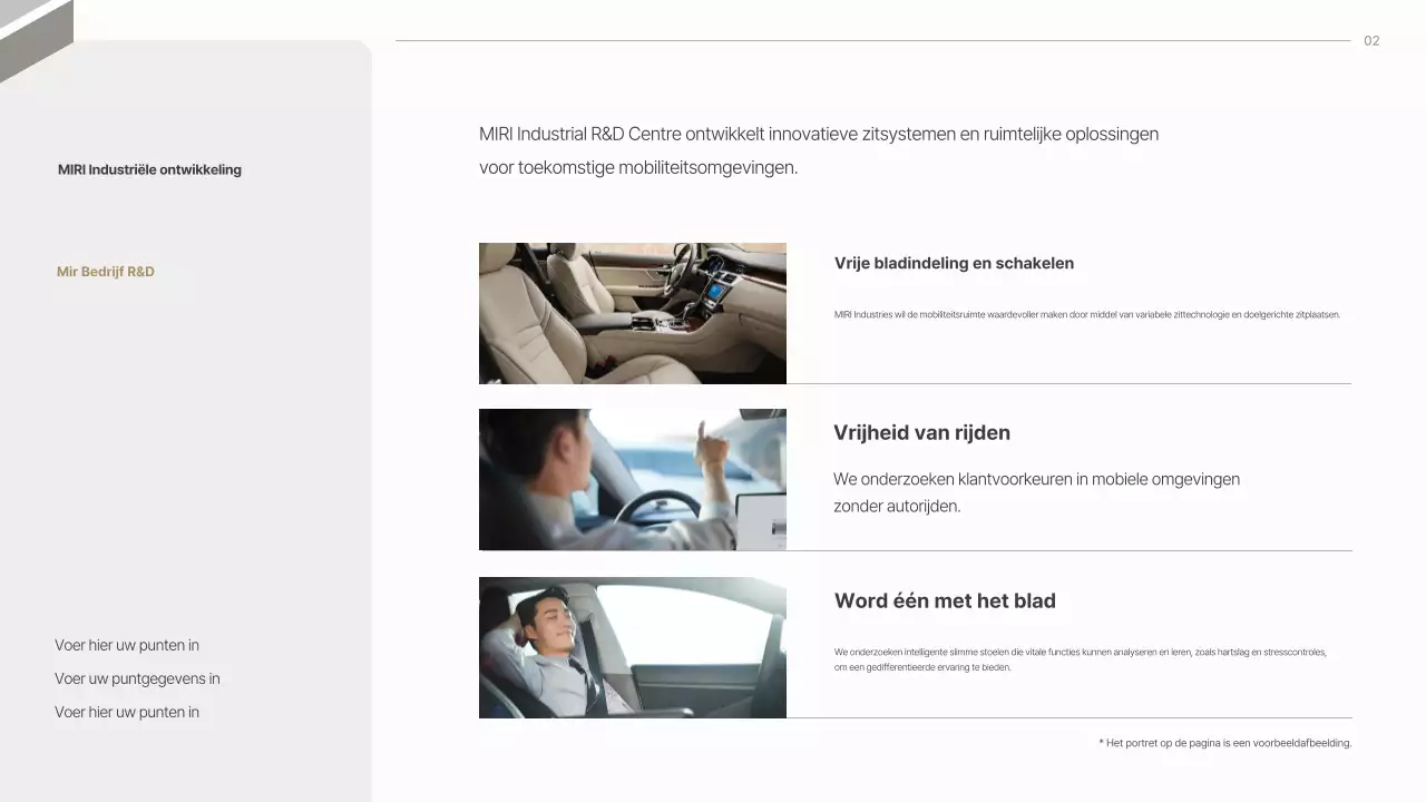 Voorstel voor de grijze moderne autostoelindustrie