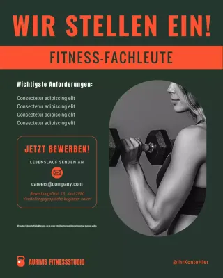 Marineblaue moderne Personalrekrutierung im Fitnessbereich