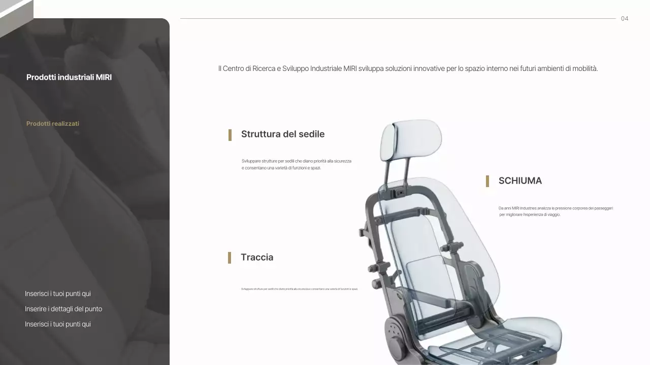 Proposta per l'industria dei sedili per auto moderni grigi