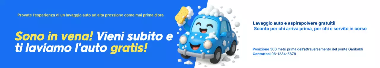 Pubblicità dell'autolavaggio Blue Baby