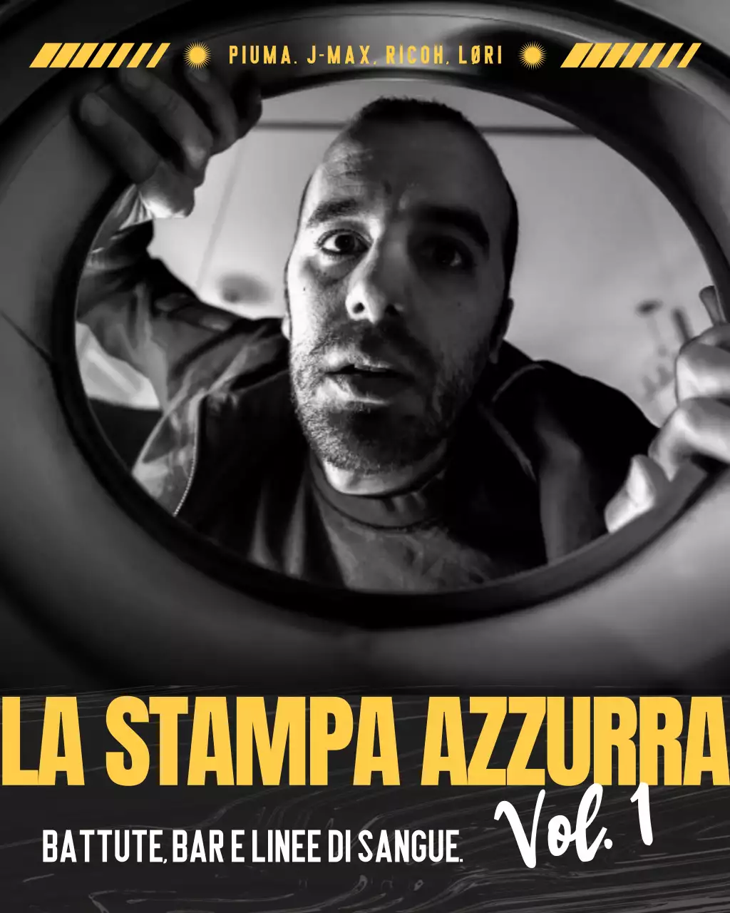 Post di Instagram sulla copertina dell'album di musica grunge nera e gialla