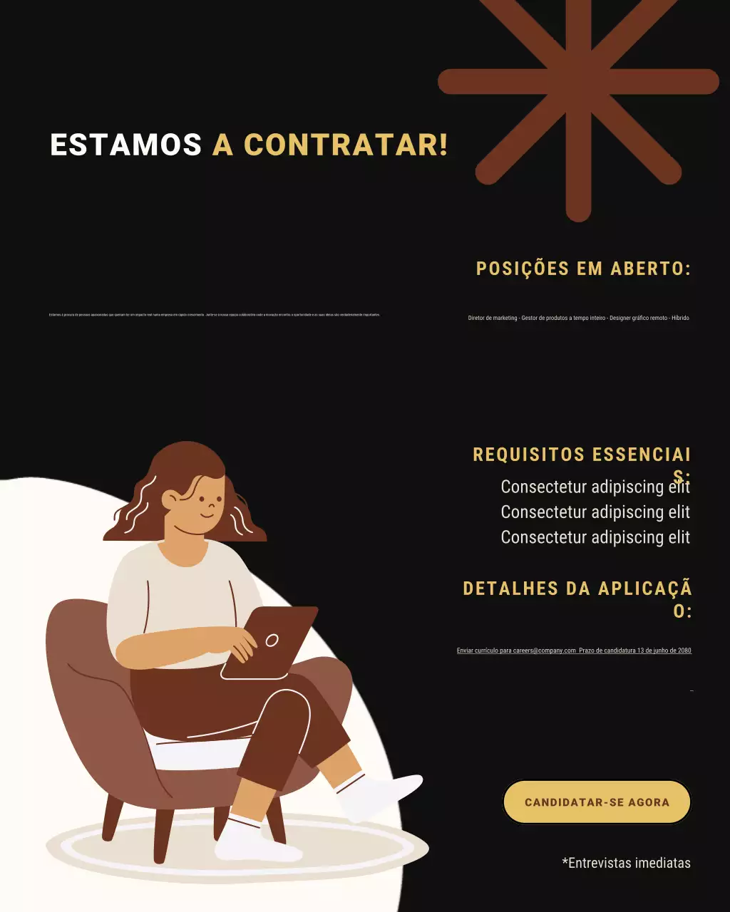 anúncio de recrutamento moderno negro