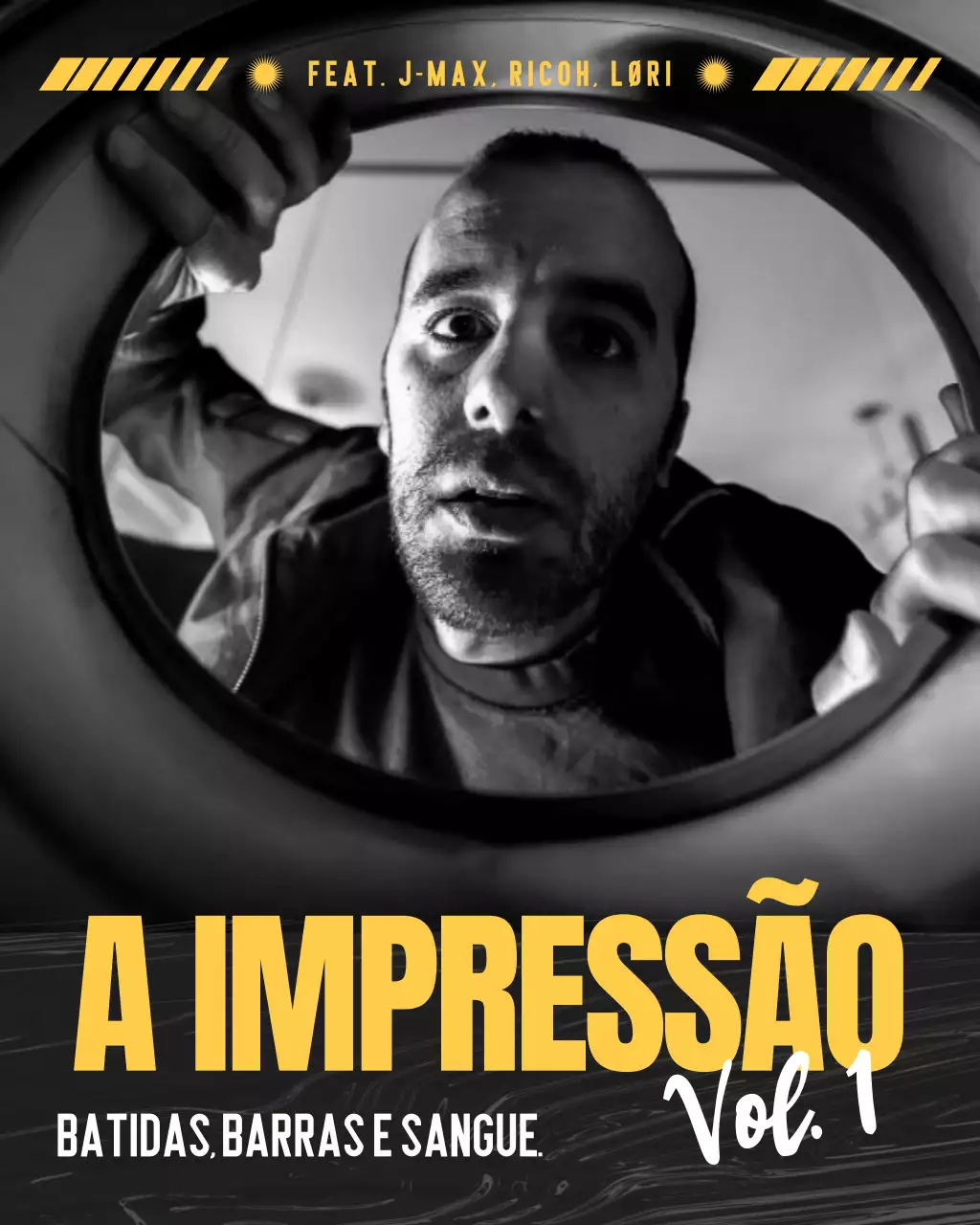 Capa do álbum de música grunge preta e amarela no Instagram