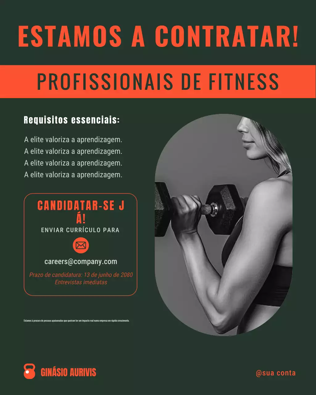 recrutamento de pessoal de fitness moderno azul marinho