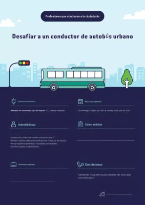 Aviso de contratación de conductor de autobús urbano lindo azul y azul cielo