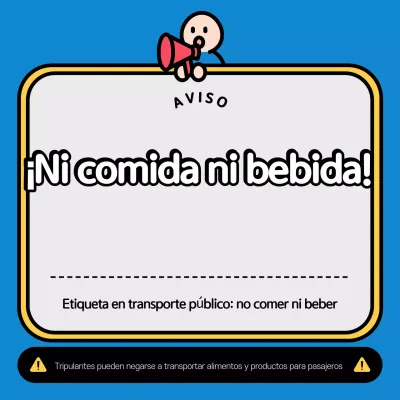 Aviso de prohibición de consumo de alimentos Blue Clean