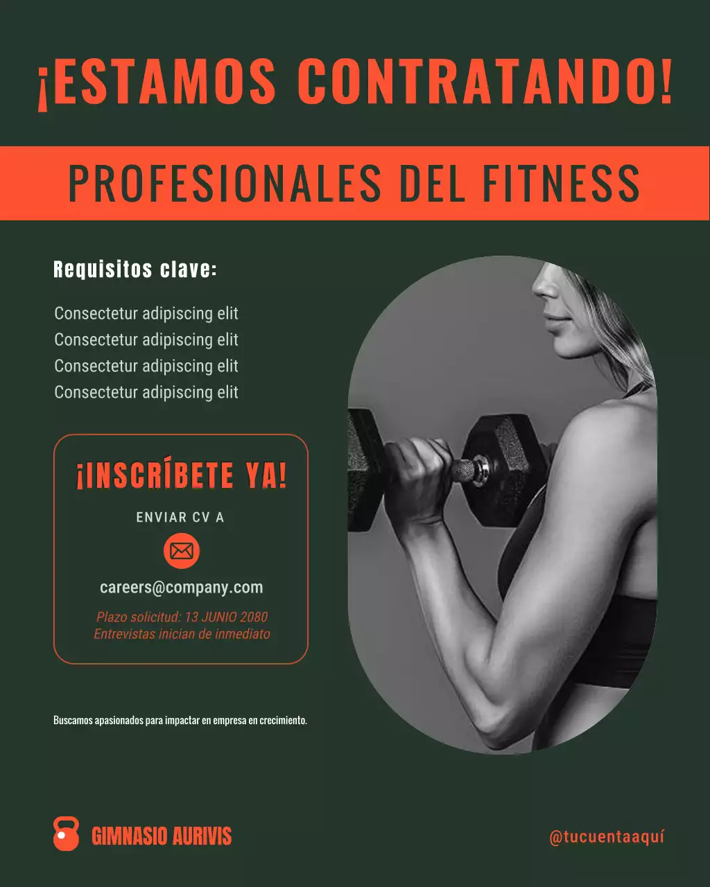 Reclutamiento de personal de fitness moderno azul marino