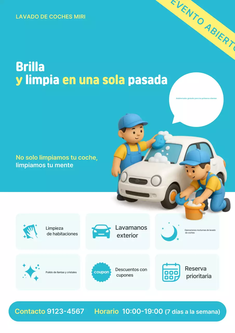 Promoción del evento de lavado de autos moderno Sky Blue