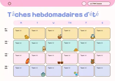 Affiche de planification d'été pastel mignonne