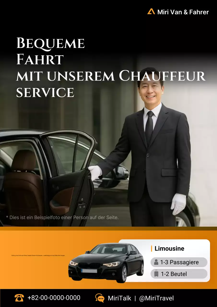 Orangefarbene Anzeige für den modernen Autofahrservice