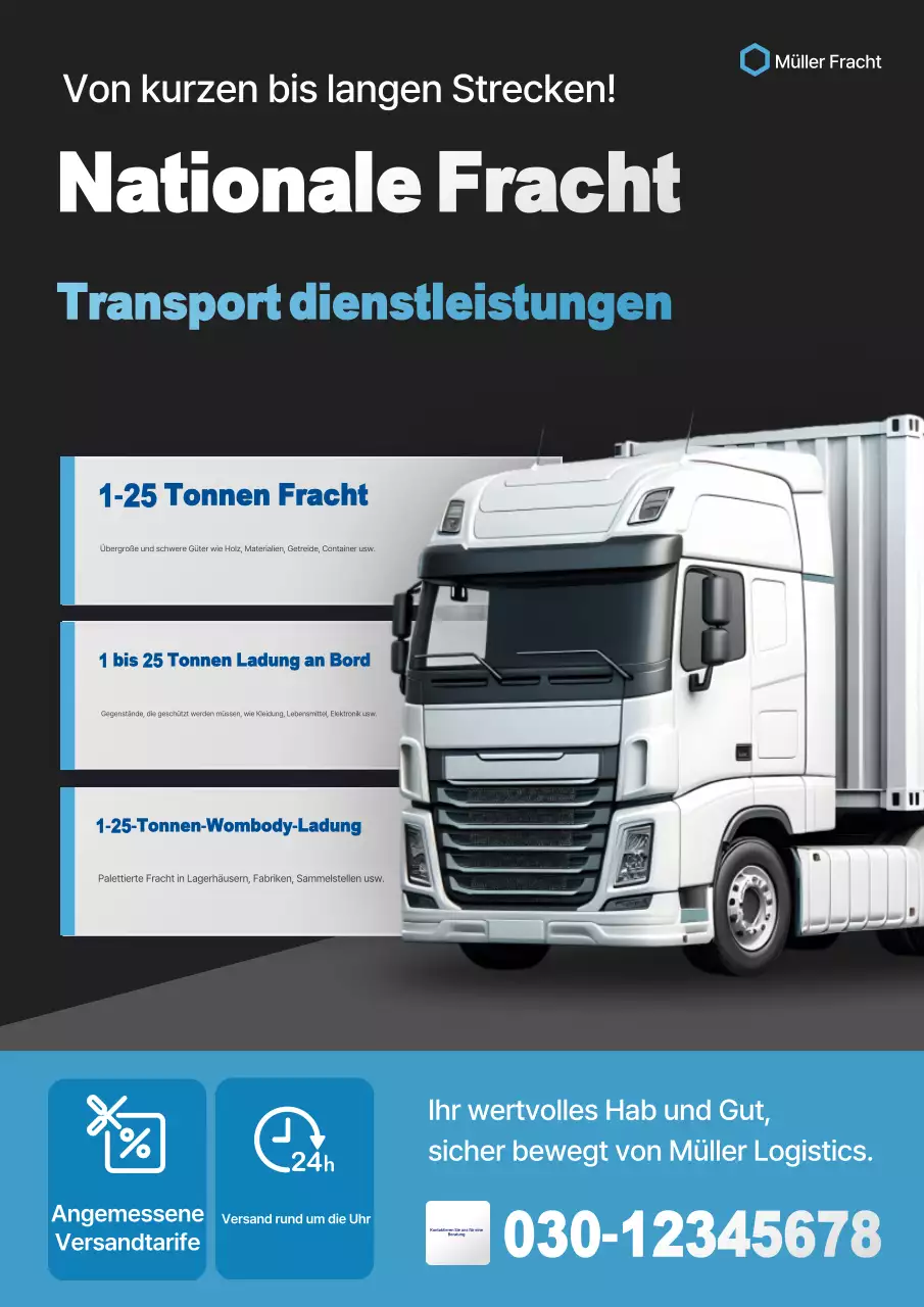 Schwarze moderne Autologistik-Werbung