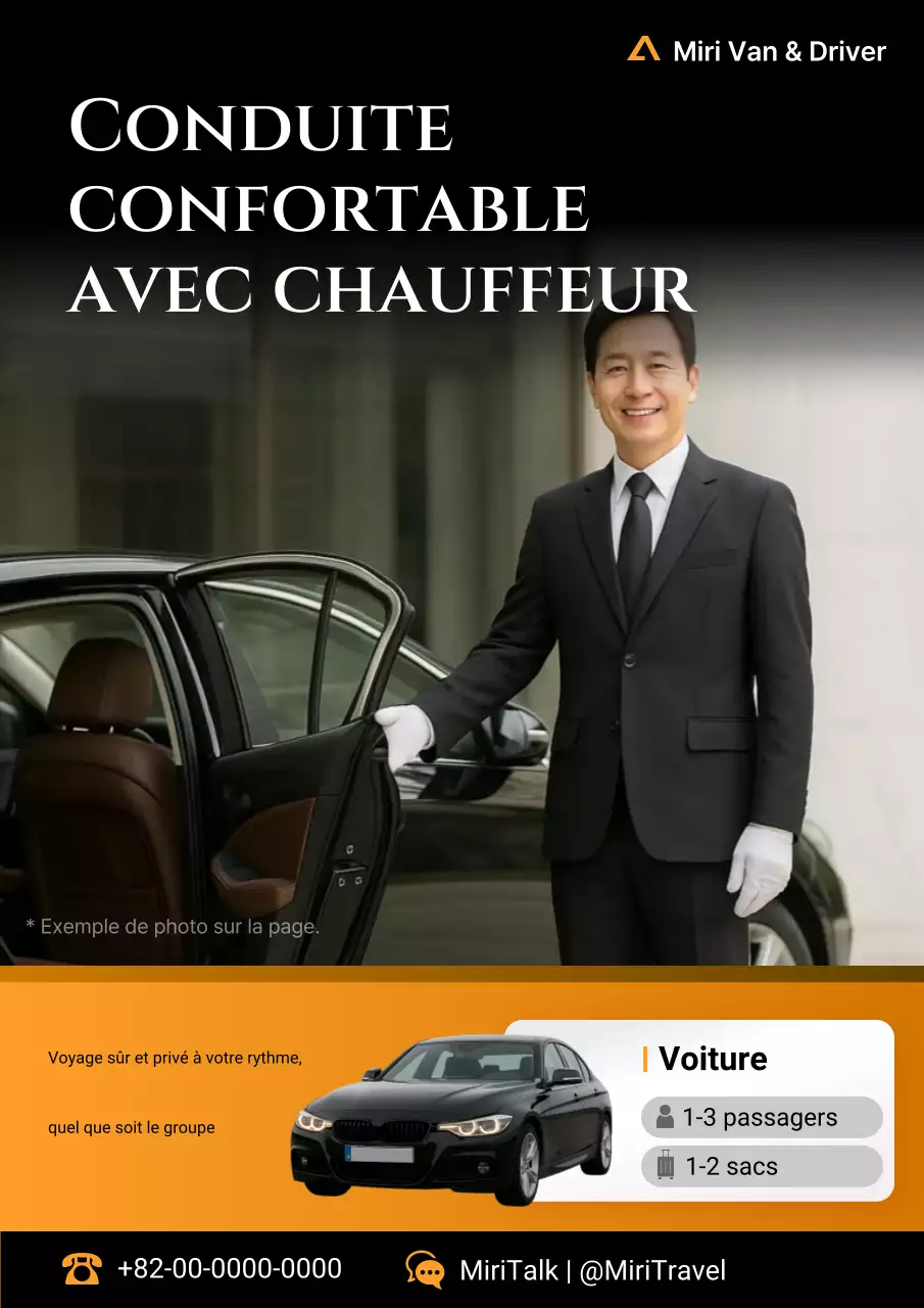 Publicité pour un service de conduite automobile moderne orange