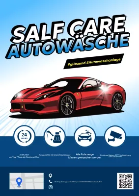 Blaue moderne Autowaschwerbung