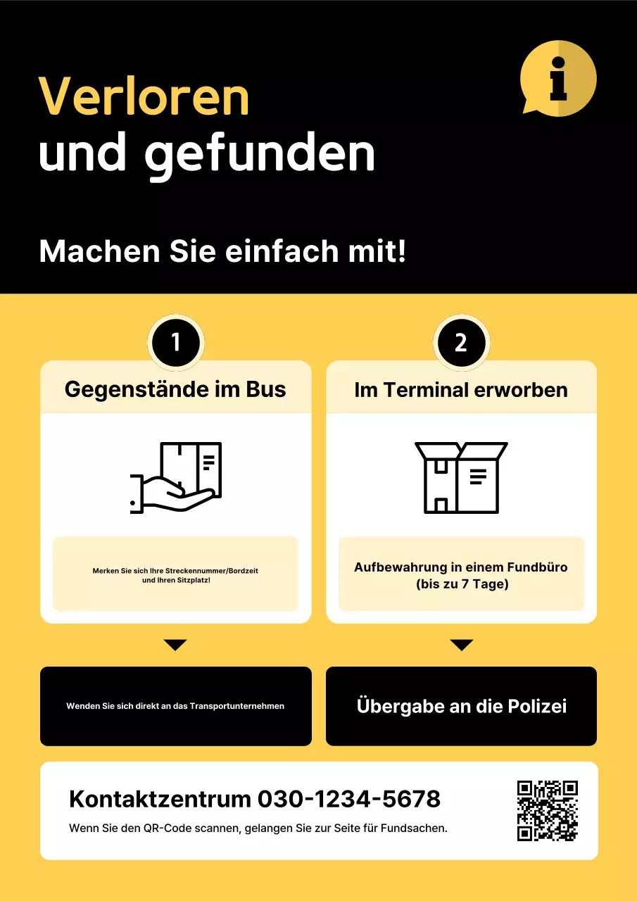 Gelbe einfache Fundsachen-Notiz