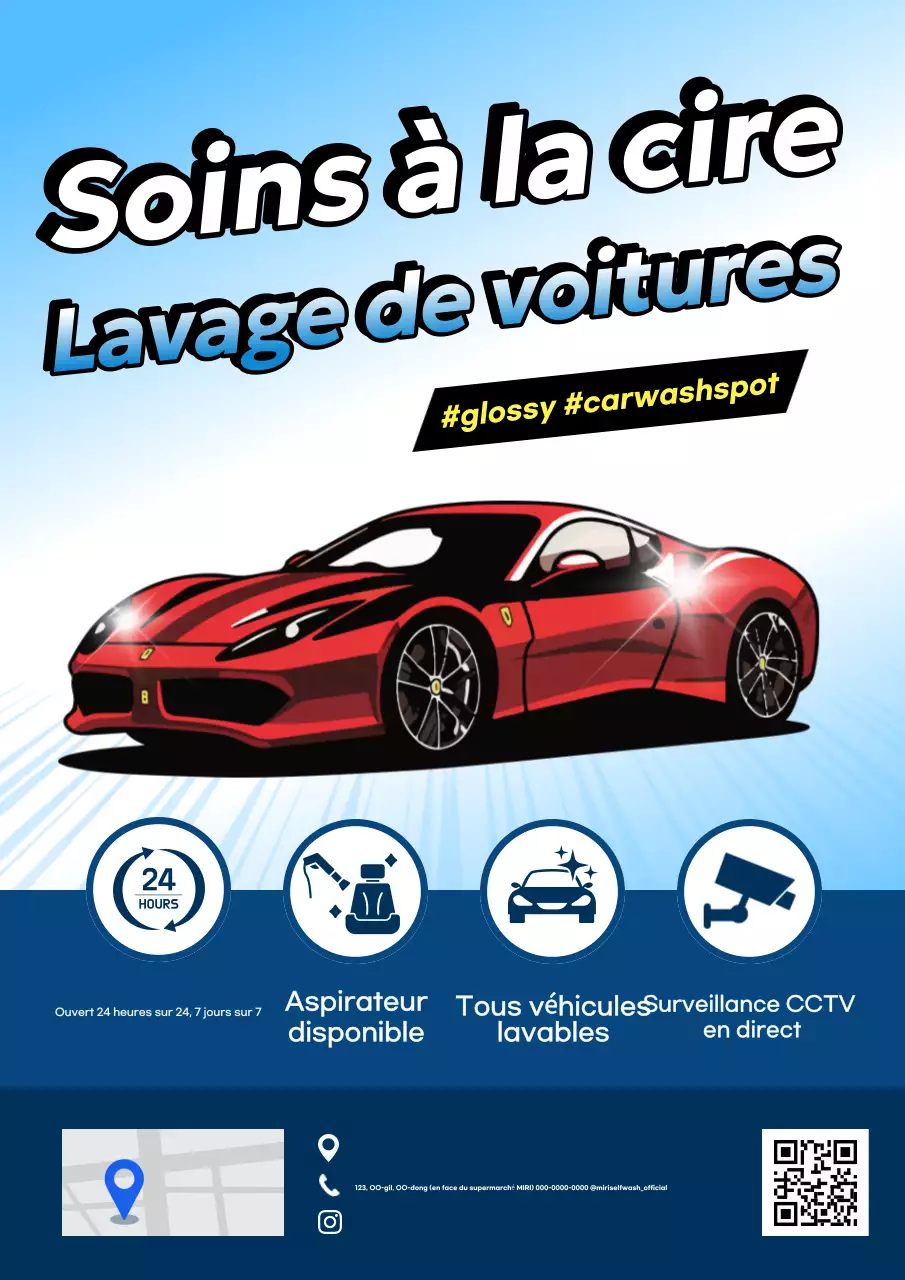 Publicité pour le lave-auto moderne bleu