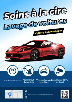 Publicité pour le lave-auto moderne bleu