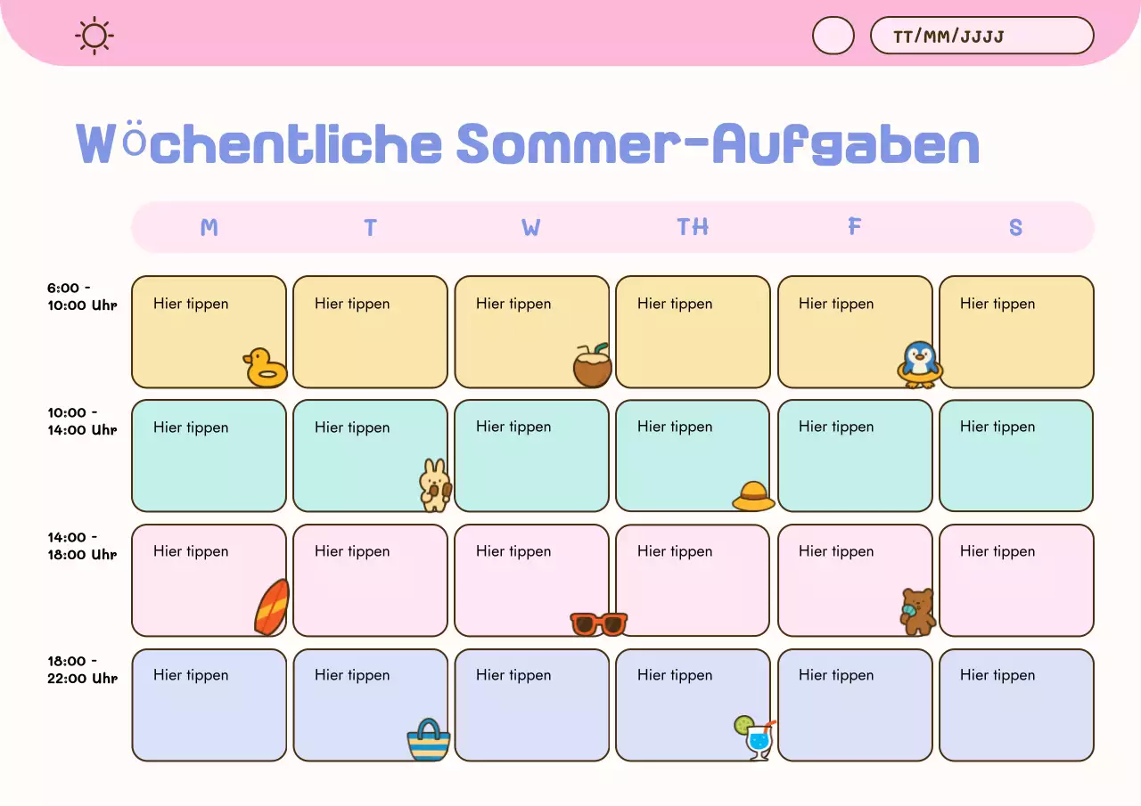 Pastellfarbener süßer Sommerplaner Poster