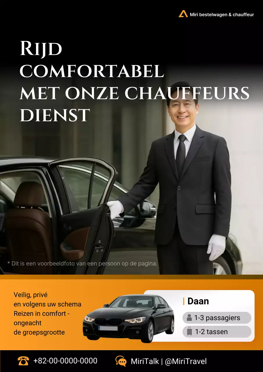 Advertentie voor de Orange Modern Car Driving Service