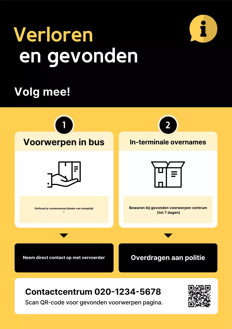 Gele eenvoudige verloren voorwerpen kennisgeving