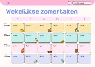 Pastelkleurige schattige zomerplannerposter
