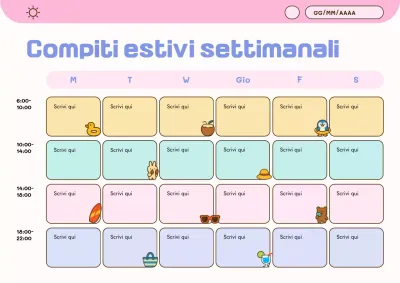 Poster con planner estivo carino color pastello