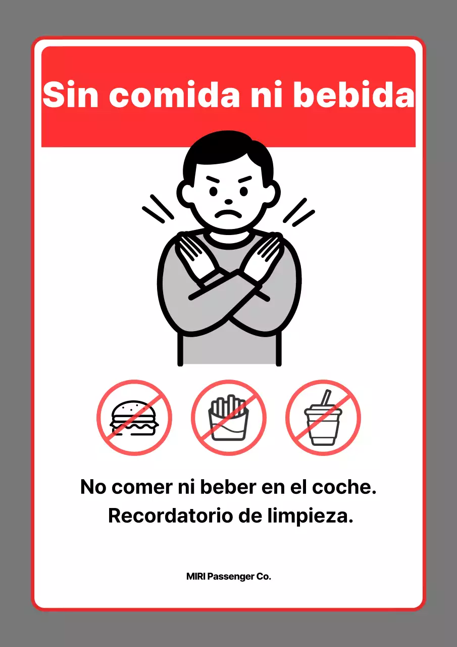 No se permite comida ni bebida en el autobús rojo simple.
